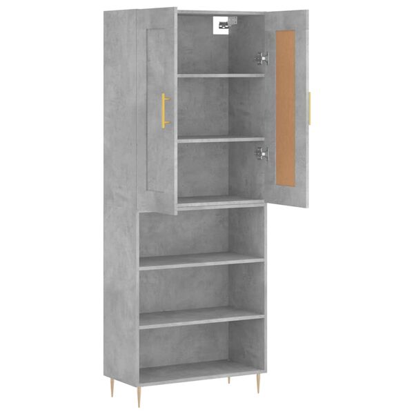 vidaXL Highboard Betongrau 69,5x34x180 cm Holzwerkstoff
