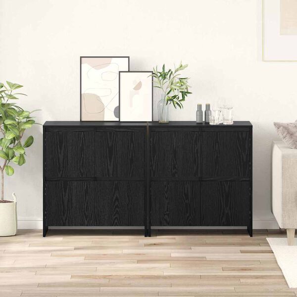 vidaXL Sideboards 2 pcs Schwarz Eichen-Optik 70 x 41 x 75 cm