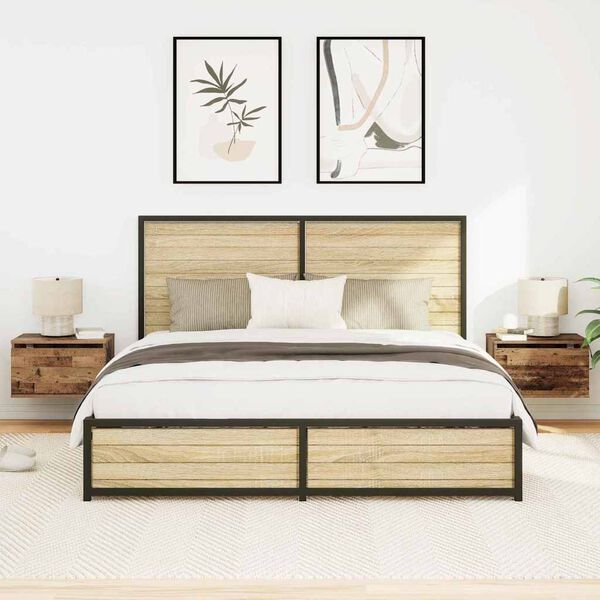 vidaXL Wandmontiertes Nachttischchen 2 pcs Altholz Holzwerkstoff