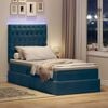vidaXL Bett mit Stauraum und LED mit LED Dunkelblau 100 x 200 cm Samt