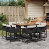 vidaXL 9-tlg. Garten-Essgruppe mit Kissen Schwarz Poly Rattan
