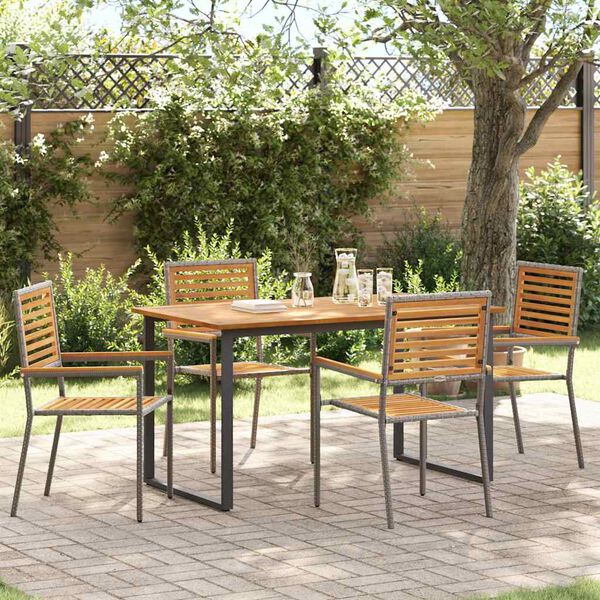 vidaXL Garten Essgruppe 5 pcs Grau Massivholz Akazie