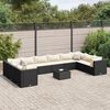 vidaXL 11-tlg. Garten-Lounge-Set mit Kissen Schwarz Poly Rattan