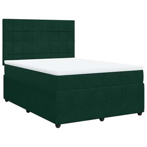 vidaXL Boxspringbett mit Matratze Dunkelgr&uuml;n 140x200 cm Samt