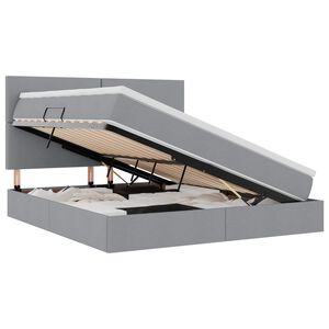vidaXL Bett mit Stauraum und LED Hellgrau 180 x 200 cm Polyester