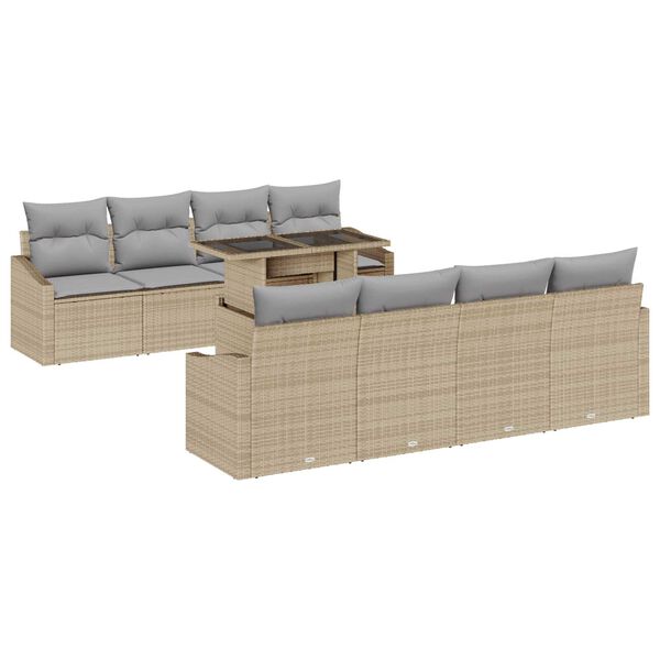 vidaXL Gartensofa-set mit Kissen 7 pcs Beige und Hellgrau Poly-Rattan