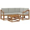 vidaXL Outdoor-Sofagarnitur mit Kissen 5 pcs Nat&uuml;rlich und Hellgrau