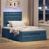 vidaXL Ottoman-Bett mit Matratzen & LEDs Dunkelblau 120x190 cm Samt