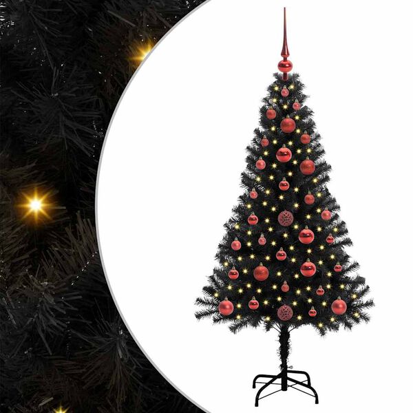 vidaXL Weihnachtsbaum mit 150 LEDs mit Ständer Schwarz 120 cm PVC
