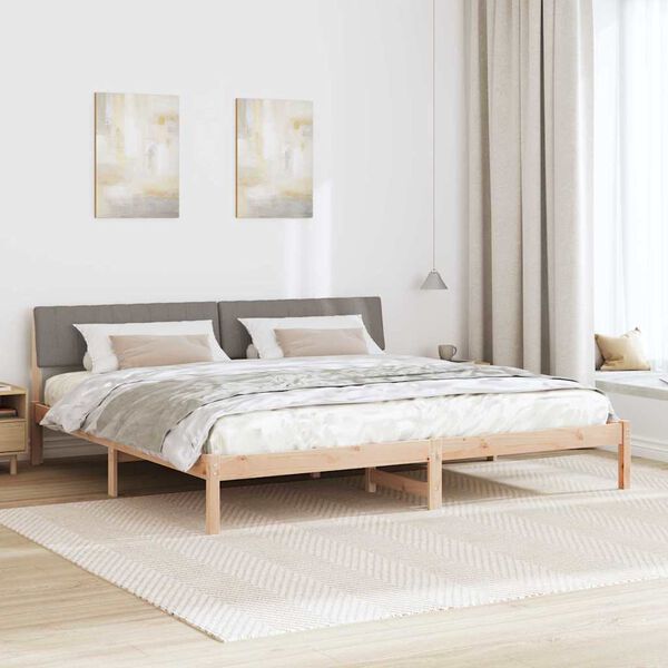 vidaXL Bettgestell Braun und Taupe 200 x 200 cm Massivholz Kiefer