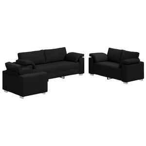 vidaXL Sofa 3 pcs Schwarz 219 x 80 x 82 cm Leinenmischgewebe