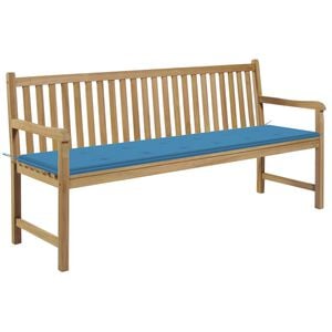 vidaXL Gartenbank mit Blauer Auflage 175 cm Massivholz Teak