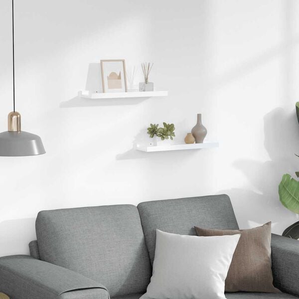 vidaXL Wandregale 2 Stk. Hochglanz-Wei&szlig; 40x9x3 cm