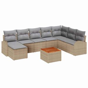 vidaXL Gartensofa-set 9 stk. Beige und Hellgrau Poly-Rattan