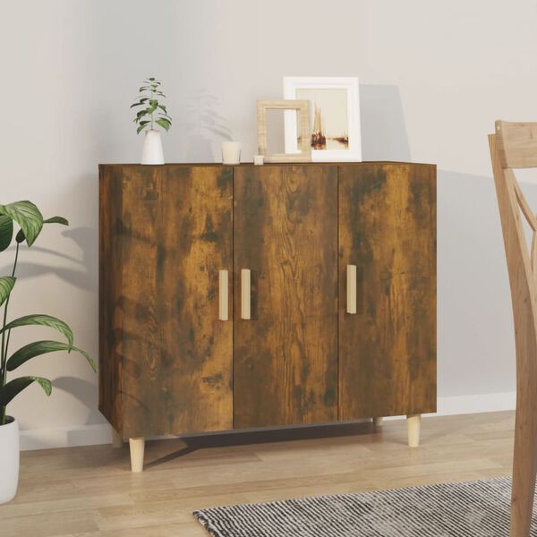 vidaXL Sideboard Räuchereiche 90x34x80 cm Holzwerkstoff