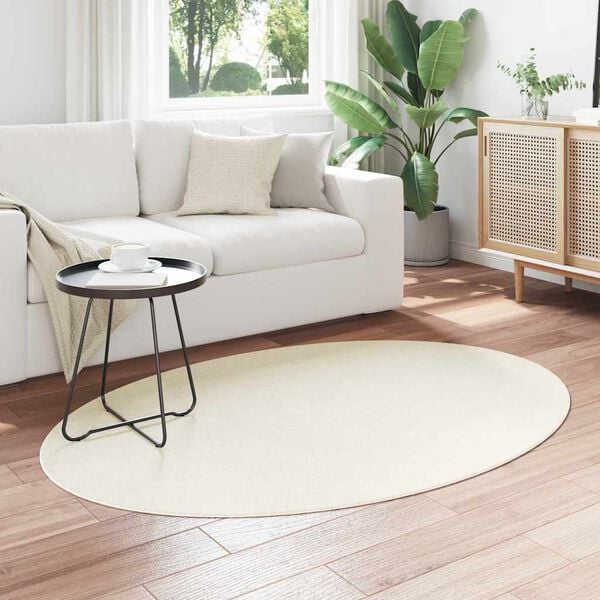 vidaXL Bereichsteppiche Oval HUARTE Creme 120 x 170 cm 100 %Polyester