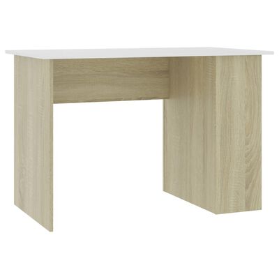 vidaXL Schreibtisch Weiß und Sonoma-Eiche 110x60x73 cm Holzwerkstoff