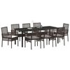 vidaXL Garten Essgruppe mit Kissen 9 pcs Braun Poly-Rattan