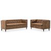 vidaXL Chesterfield Sofa-Set 2-tlg. Stoffpolsterung Braun Wildlederoptik
