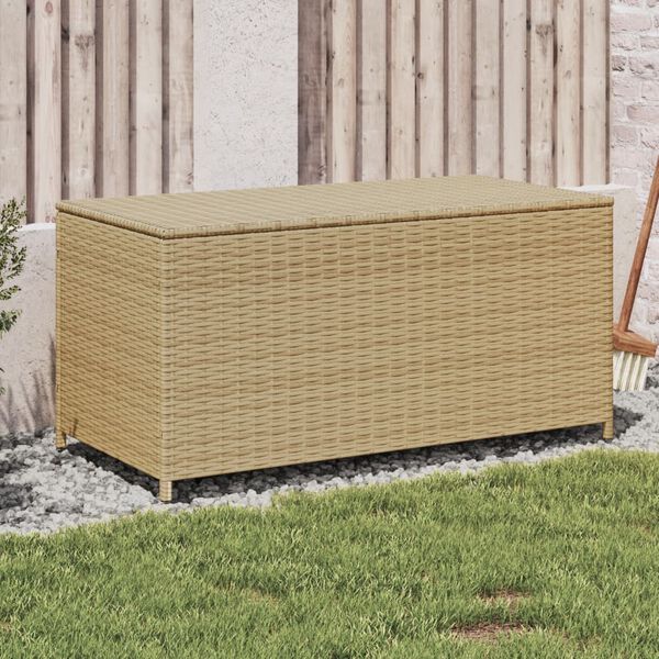 vidaXL Gartentruhe Beige 190L Poly Rattan