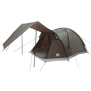 vidaXL H&uuml;tten-Zelt mit Dach Braun grau 4-Personen Polyester und Stahl