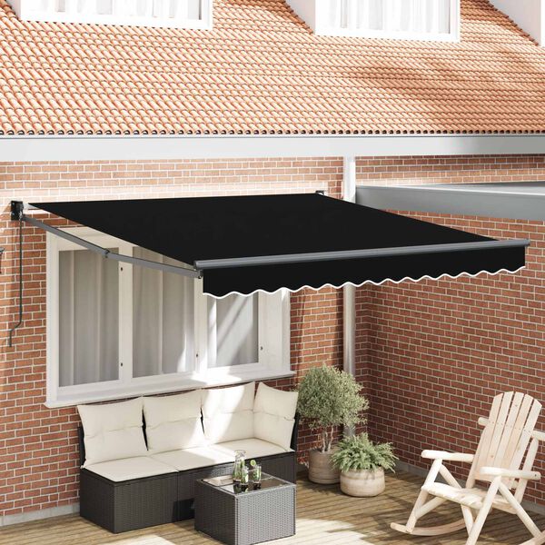 vidaXL Einziehbare Markise Schwarz 350 x 250 cm
