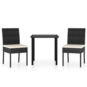 vidaXL 3-tlg. Garten-Essgruppe Poly Rattan Schwarz