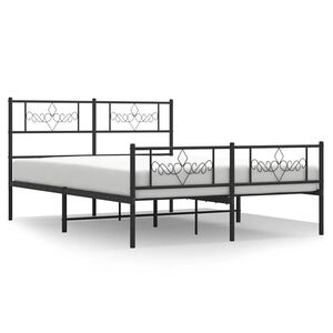 vidaXL Bettgestell mit Kopf- und Fu&szlig;teil Metall Schwarz 150x200 cm