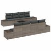 vidaXL Garten-Sofa-Set mit Kissen mit Speicher 8 pcs Grau Poly-Rattan