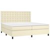 vidaXL Boxspringbett mit Matratze & LED Creme 200x200 cm Kunstleder
