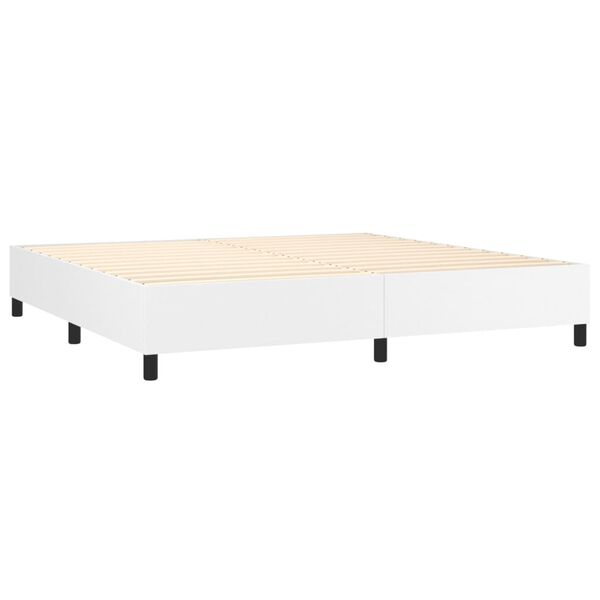 vidaXL Boxspringbett mit Matratze Wei&szlig; 200x200 cm Kunstleder