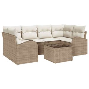 vidaXL Gartensofa-set mit Speicher 7 pcs Beige und Creme Poly-Rattan