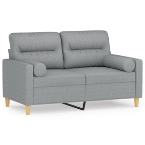 vidaXL 2-Sitzer-Sofa mit Zierkissen Hellgrau 120 cm Stoff