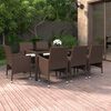 vidaXL 9-tlg. Garten-Essgruppe Poly Rattan Braun