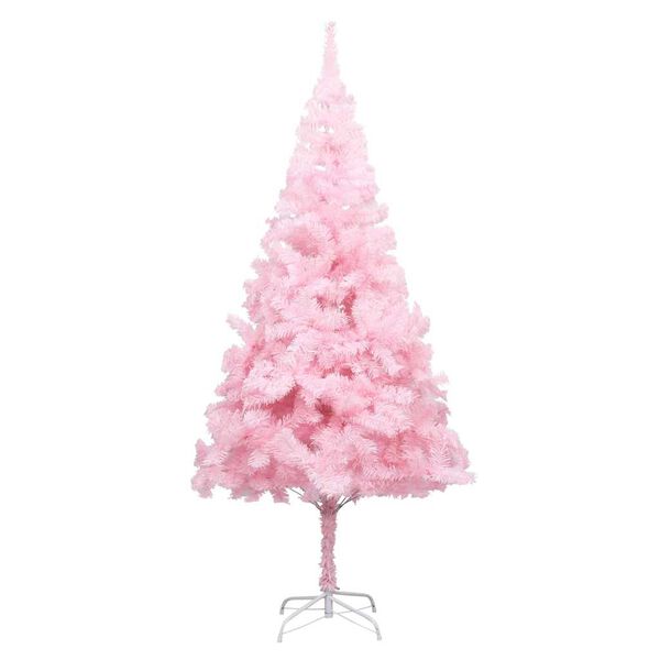 vidaXL K&uuml;nstlicher Weihnachtsbaum mit Beleuchtung & Kugeln Rosa 210cm