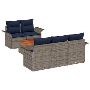 vidaXL Gartensofa-set 6 pcs Grau und Marineblau Poly-Rattan