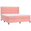 vidaXL Boxspringbett mit Matratze & LED Rosa 160x200 cm Samt