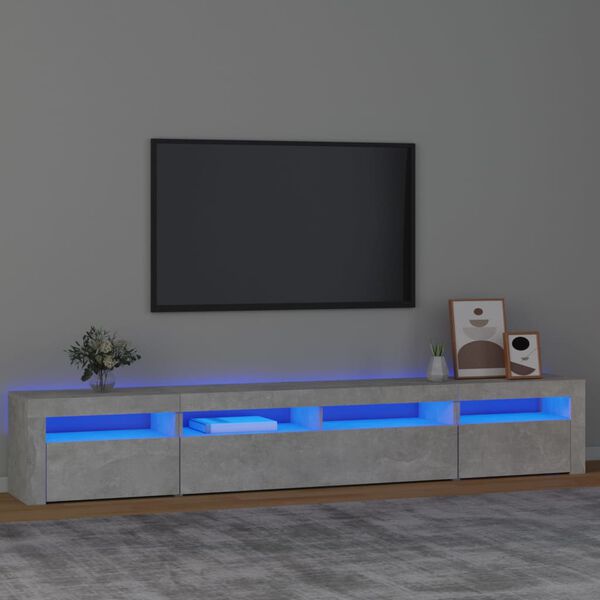 vidaXL TV-Schrank mit LED-Leuchten Betongrau 240x35x40 cm