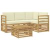 vidaXL Outdoor-Sofagarnitur mit Kissen 5 pcs Wei&szlig; und Creme Polyester