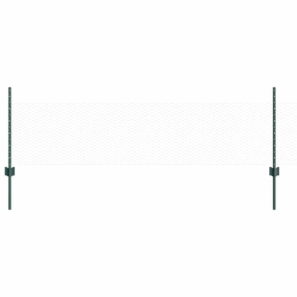 vidaXL Zaun mit Pfosten Gr&uuml;n 0,5 x 100 m Stahl und PVC