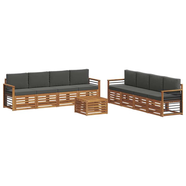 vidaXL Sofagarnituren 9 pcs Natur und Anthrazit Massivholz Akazie