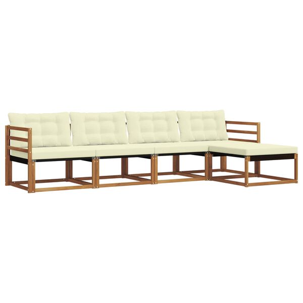 vidaXL Outdoor-Sofagarnitur mit Kissen 5 pcs Natur und Creme