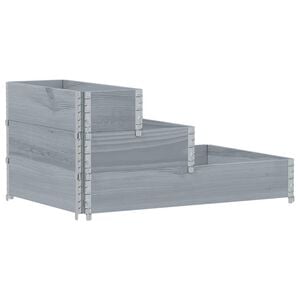 vidaXL Paletten-Aufsatzrahmen 3-fach Grau 120x80 cm Massivholz Kiefer