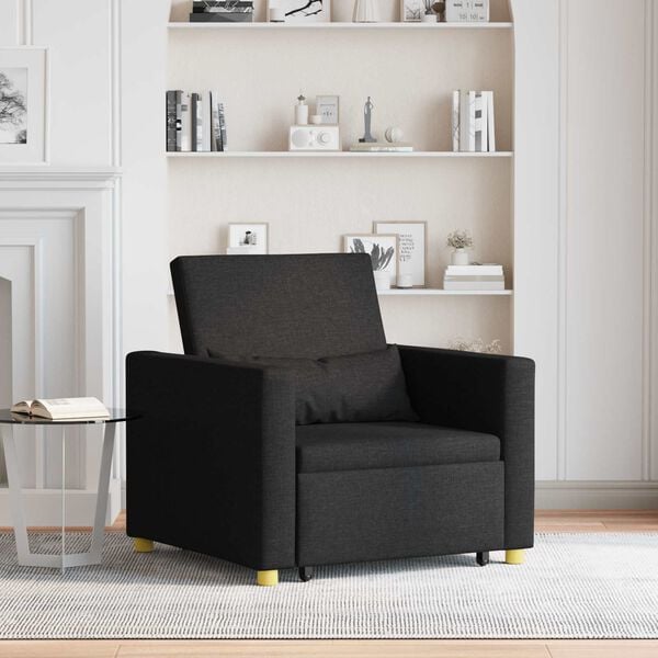 vidaXL Ausziehbare Schlafcouch Einzel Schwarz 90 x 165 x 87 cm Stoff