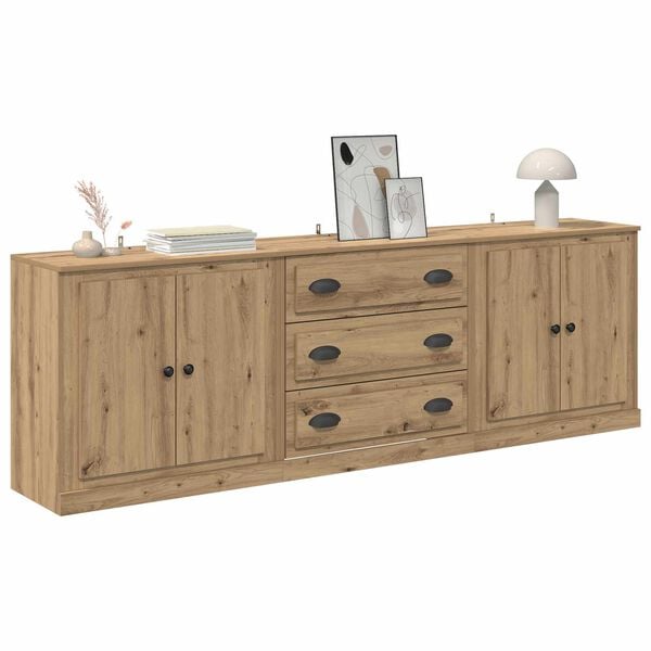 vidaXL Sideboards 3 pcs Artisan-Eiche 70 x 35,5 x 67,5 cm