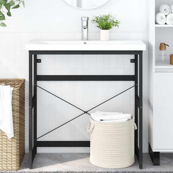 vidaXL Badezimmer Waschtischgestell Schwarz 79x38x83 cm Eisen