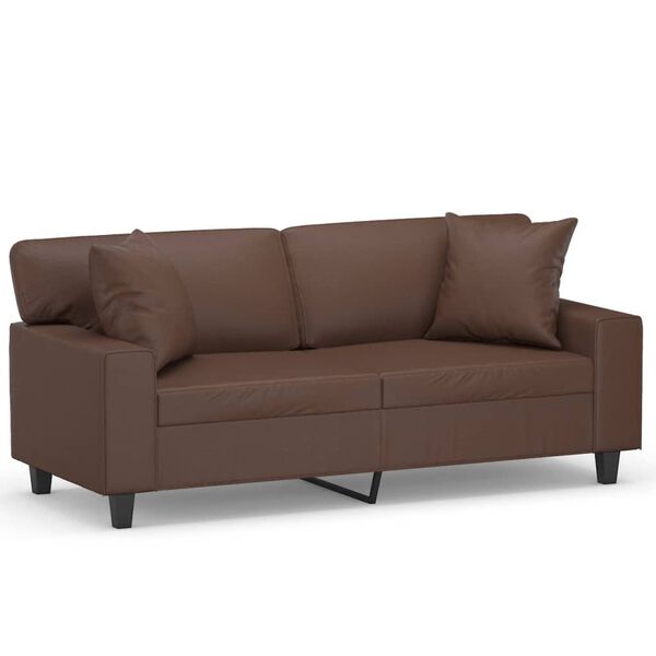 vidaXL 2-Sitzer-Sofa mit Kissen Braun 140 cm Kunstleder
