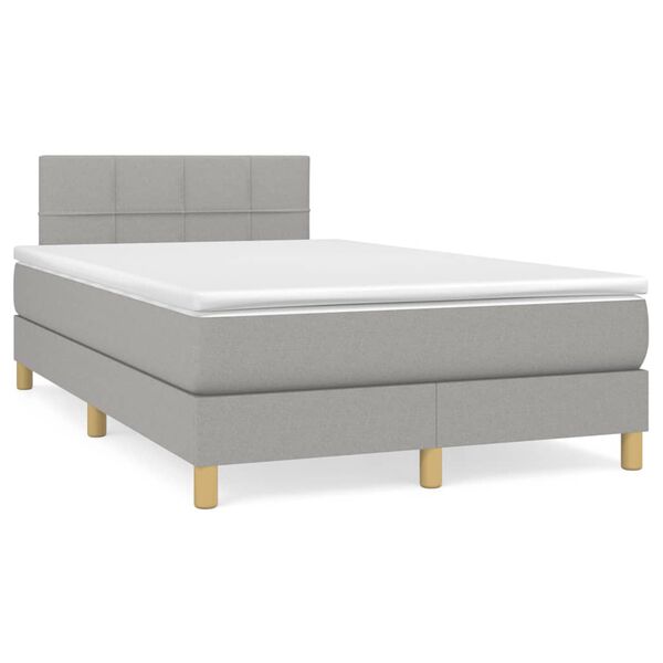 vidaXL Boxspringbett mit Matratze & LED Hellgrau 120x190 cm Stoff
