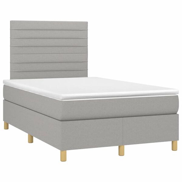 vidaXL Boxspringbett mit Matratze Hellgrau 120x190 cm Stoff