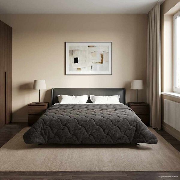 vidaXL Ganzjahresbettdecke Gepolstert Anthrazit 220 x 260 cm